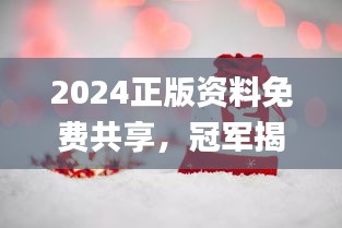 2024正版資料免費(fèi)共享，冠軍揭曉預(yù)告_E VH233.8預(yù)備版