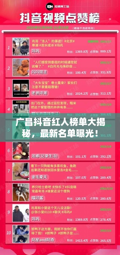 廣昌抖音紅人榜單大揭秘，最新名單曝光！