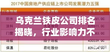 烏克蘭鐵皮公司排名揭曉，行業(yè)影響力不容小覷