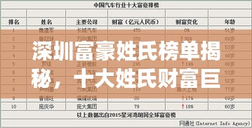 深圳富豪姓氏榜單揭秘，十大姓氏財富巨頭排行榜